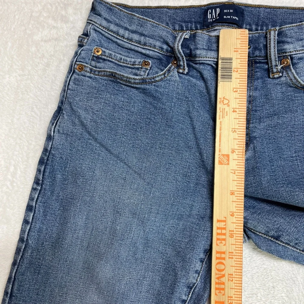 Gap Slim Taper Jeans Men's Blue Denim Mid Rise Pockets Classic Zip Fly - 29X28.5